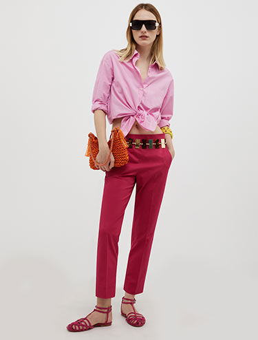Cotton-poplin shirt - pink - MAX&Co.