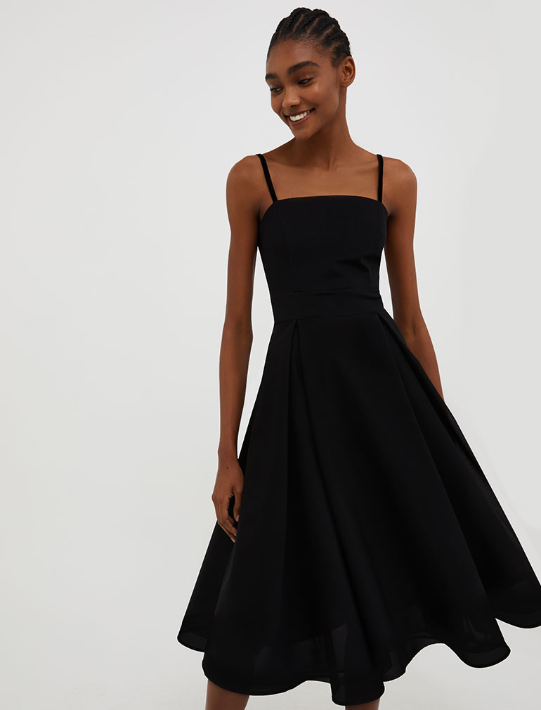 Corolla-shaped jersey dress - black - MAX&Co.